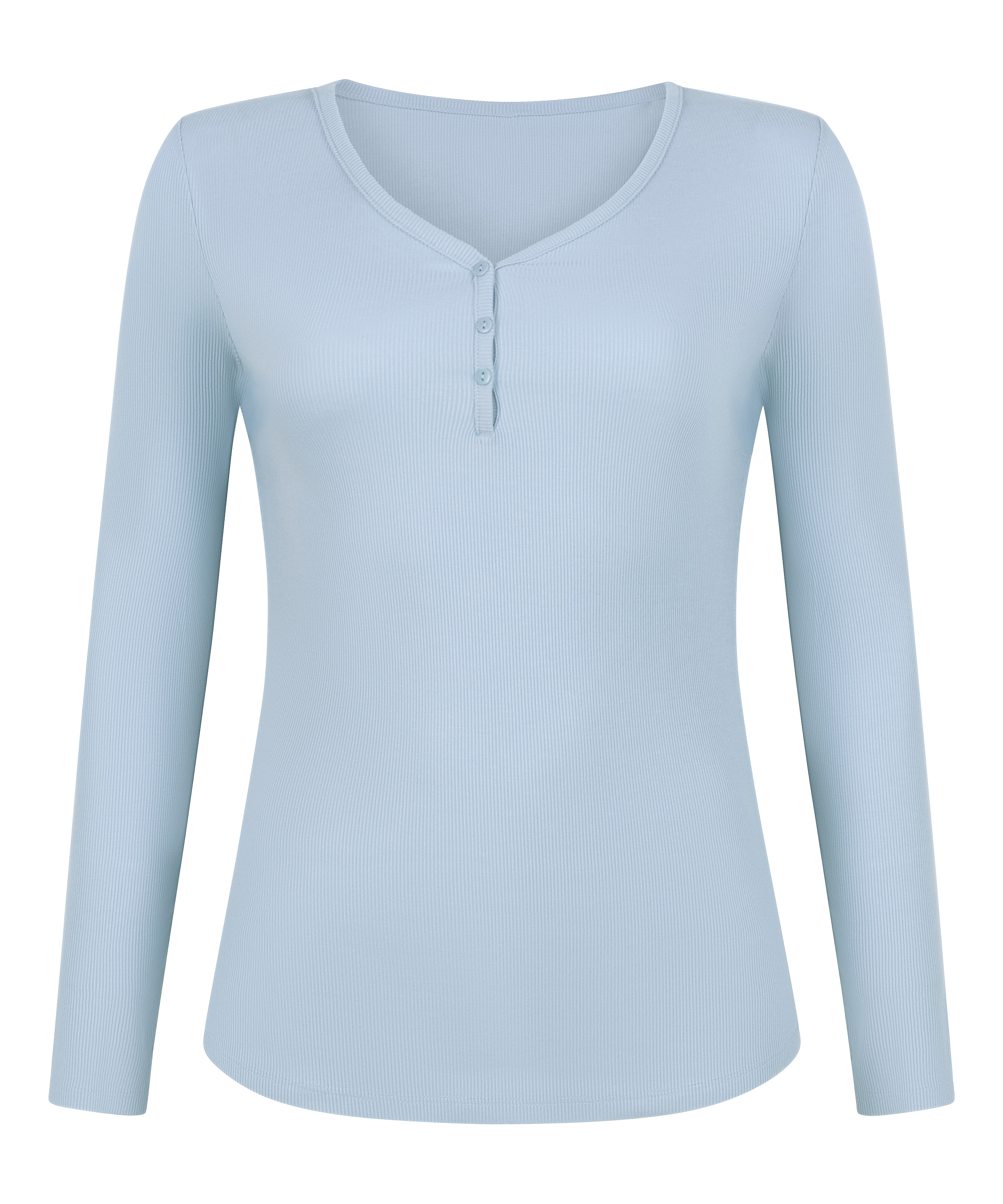 Longsleeved Pyjama Top Henley, Blue, main