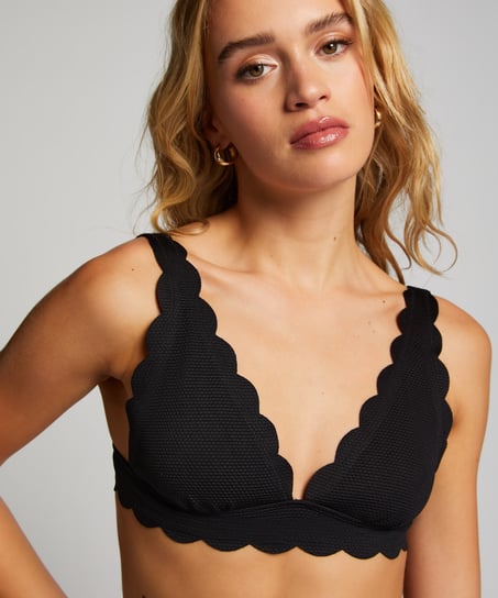 Scallop triangle bikini top, Black