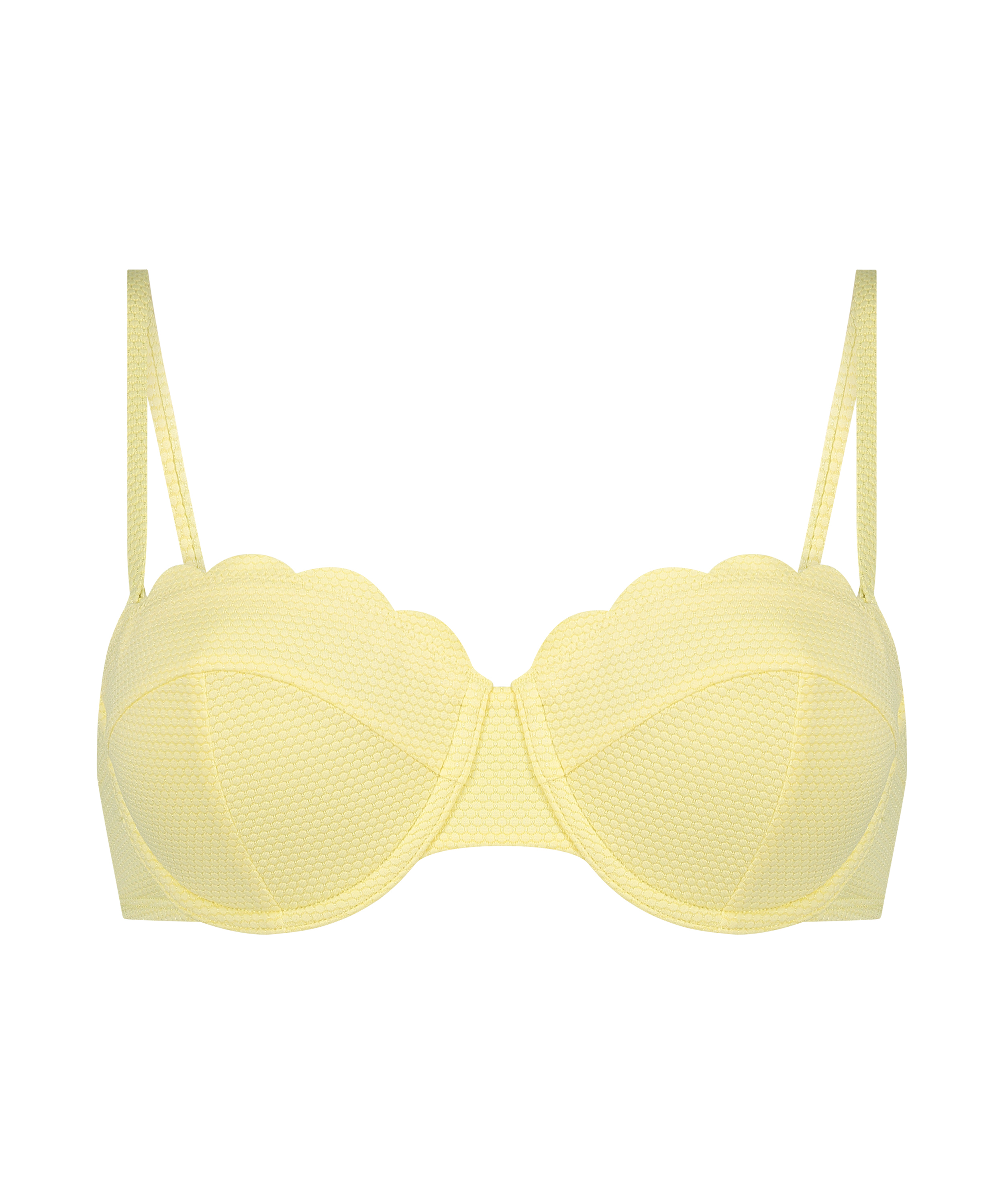 Scallop Padded Strapless Underwired Bikini Top Cup E +, Yellow, main