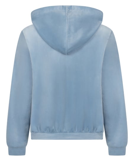 Velour hoodie jacket, Blue