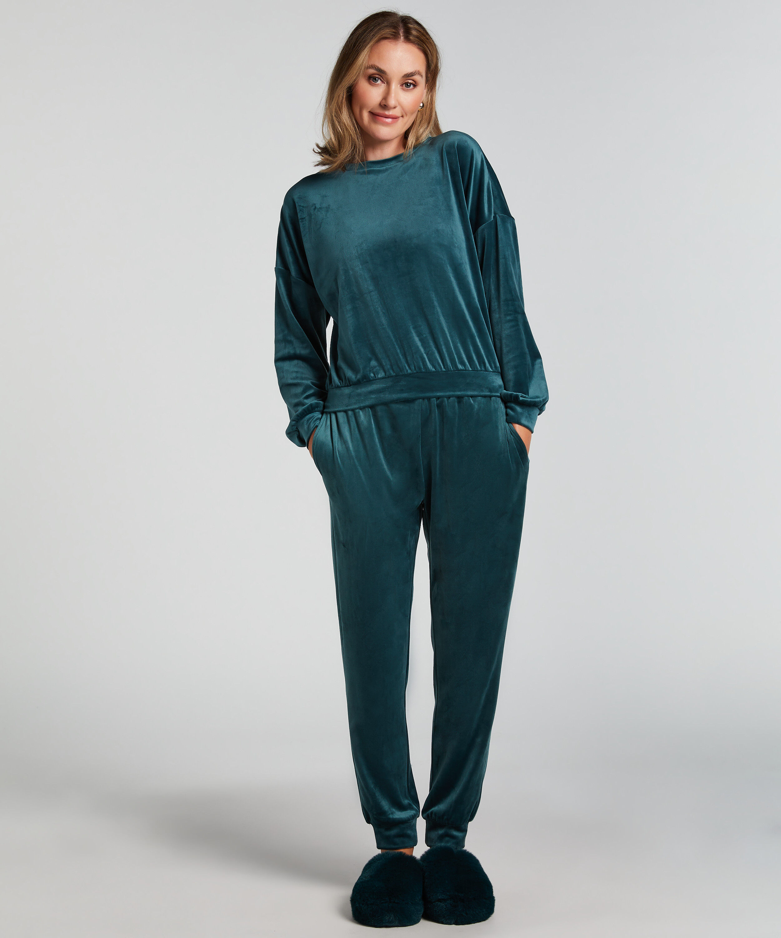 Velours Jogging Pants, Green