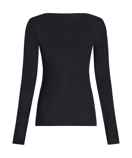 super soft Boatneck Shirt with Cashmere, Black