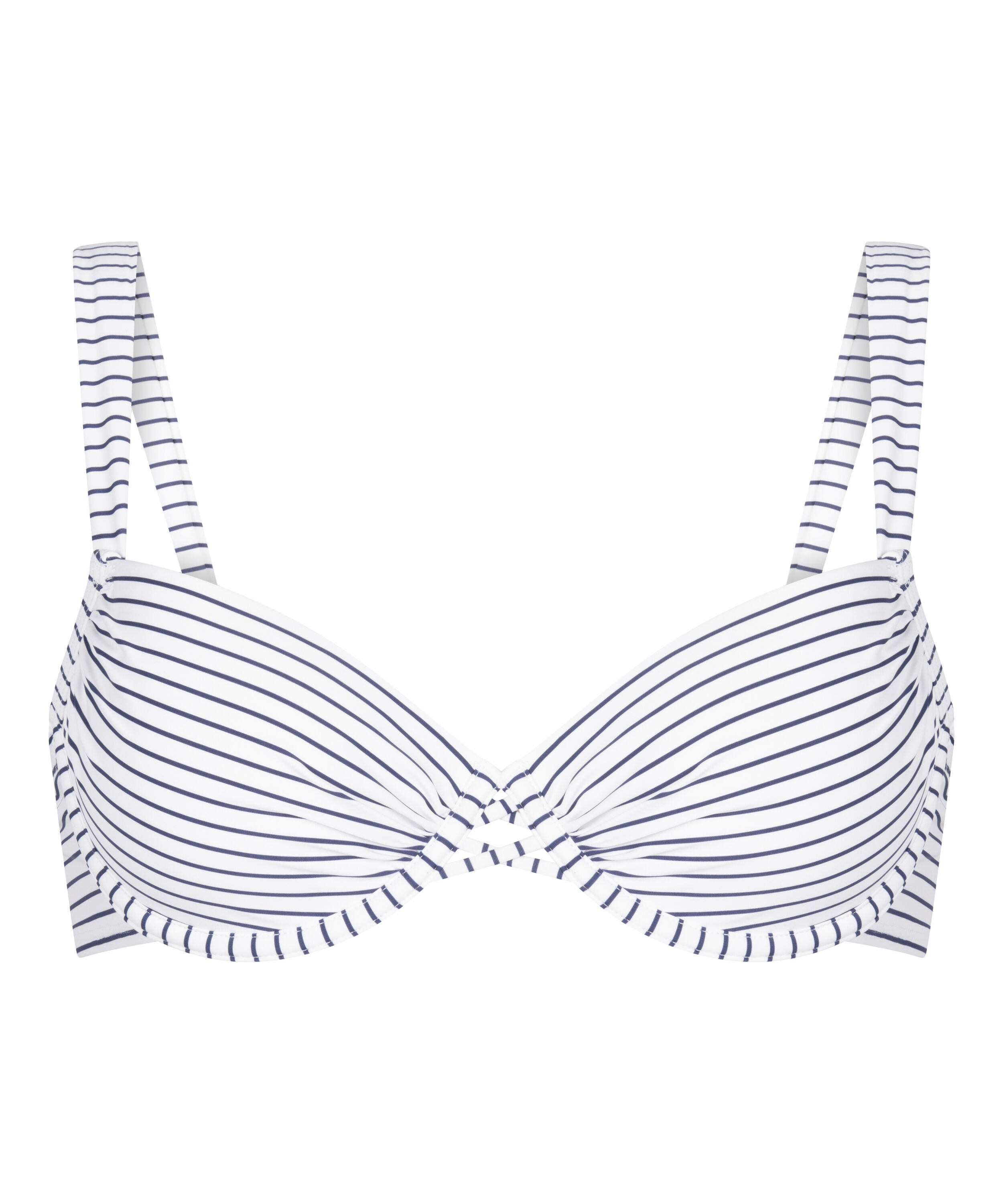 Padded Underwired Bikini Top Stripes, White