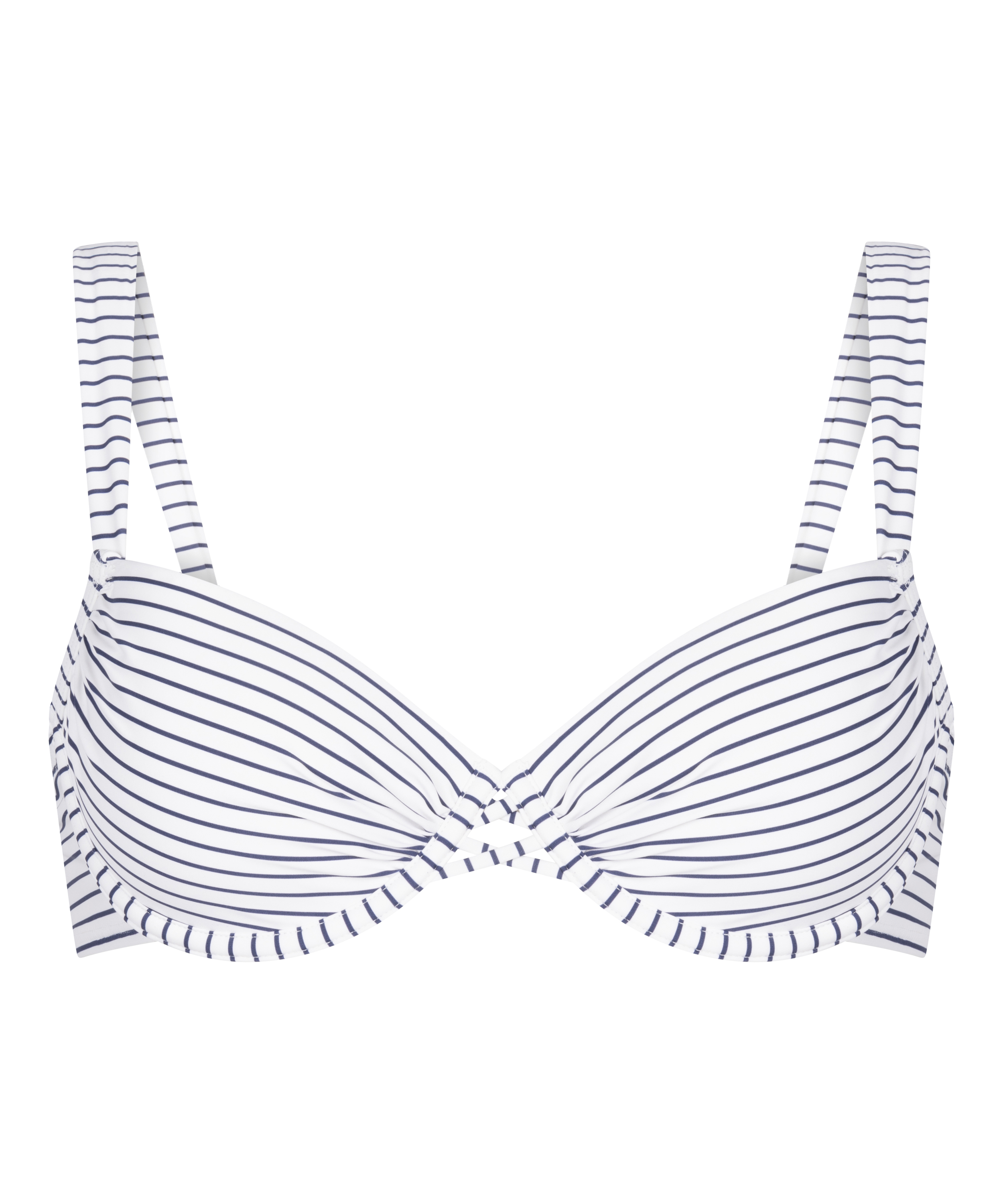 Padded Underwired Bikini Top Stripes, White, main