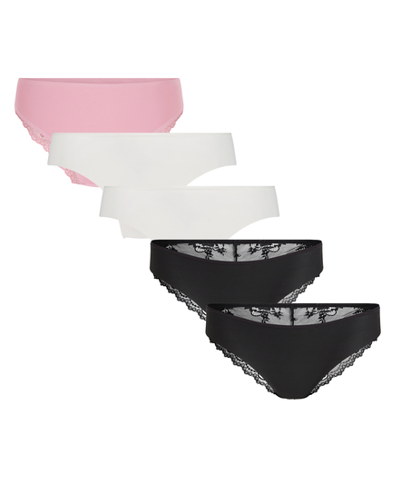 5-pack Invisible Lace Back Brazilian, Pink
