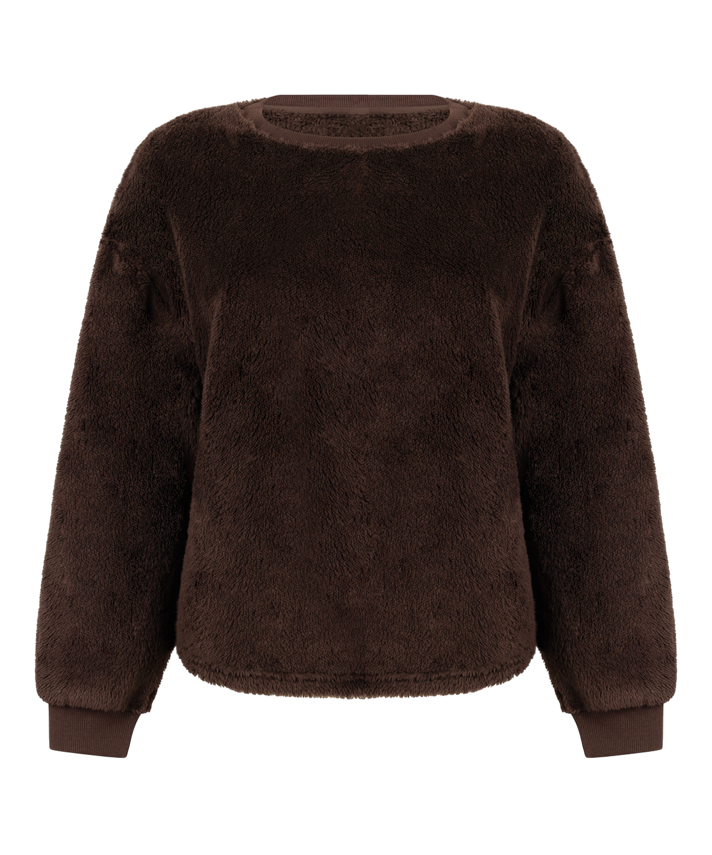 Longsleeved Top Fluffy Fleece, Brown, main