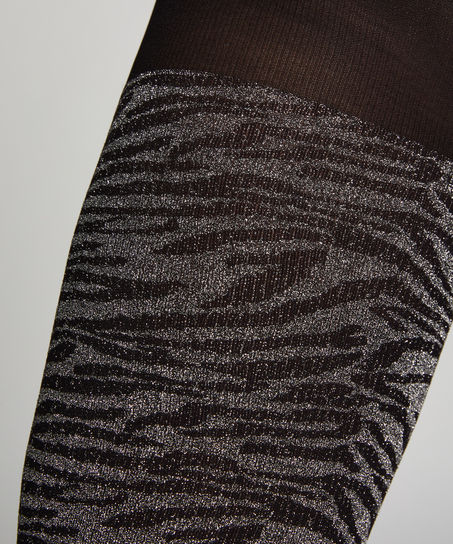 50 Denier Tights Lurex Zebra, Black