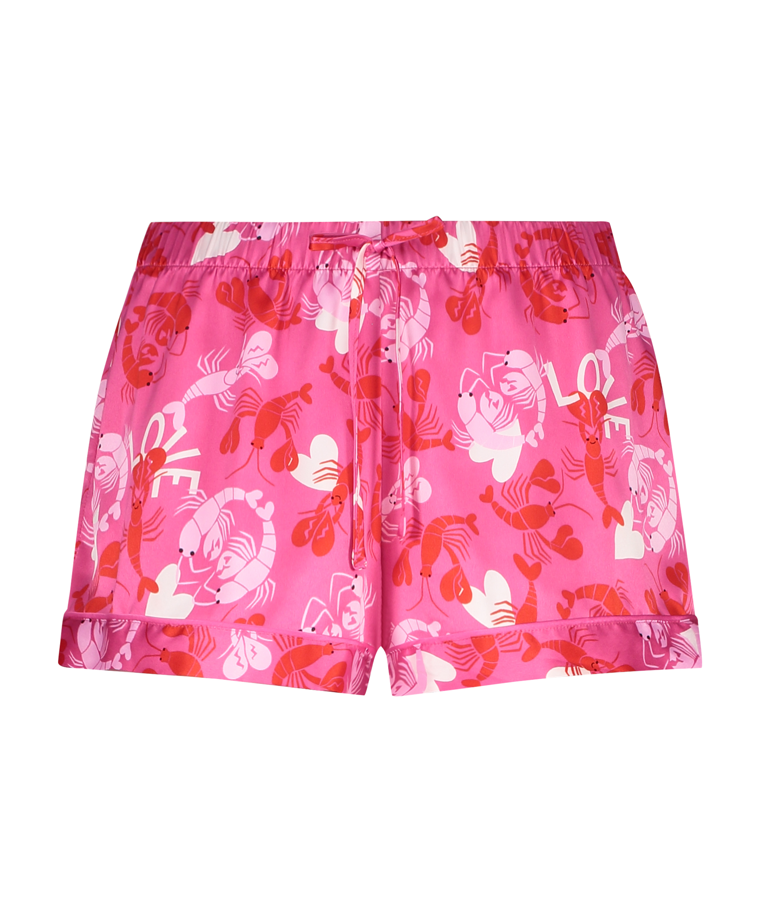 Satin pyjama shorts, Pink, main