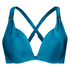 Sunset Dreams padded underwired bikini top Cup E +, Blue