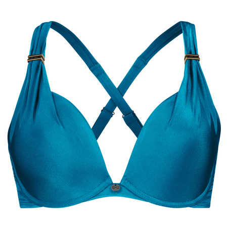 Sunset Dreams padded underwired bikini top Cup E +, Blue