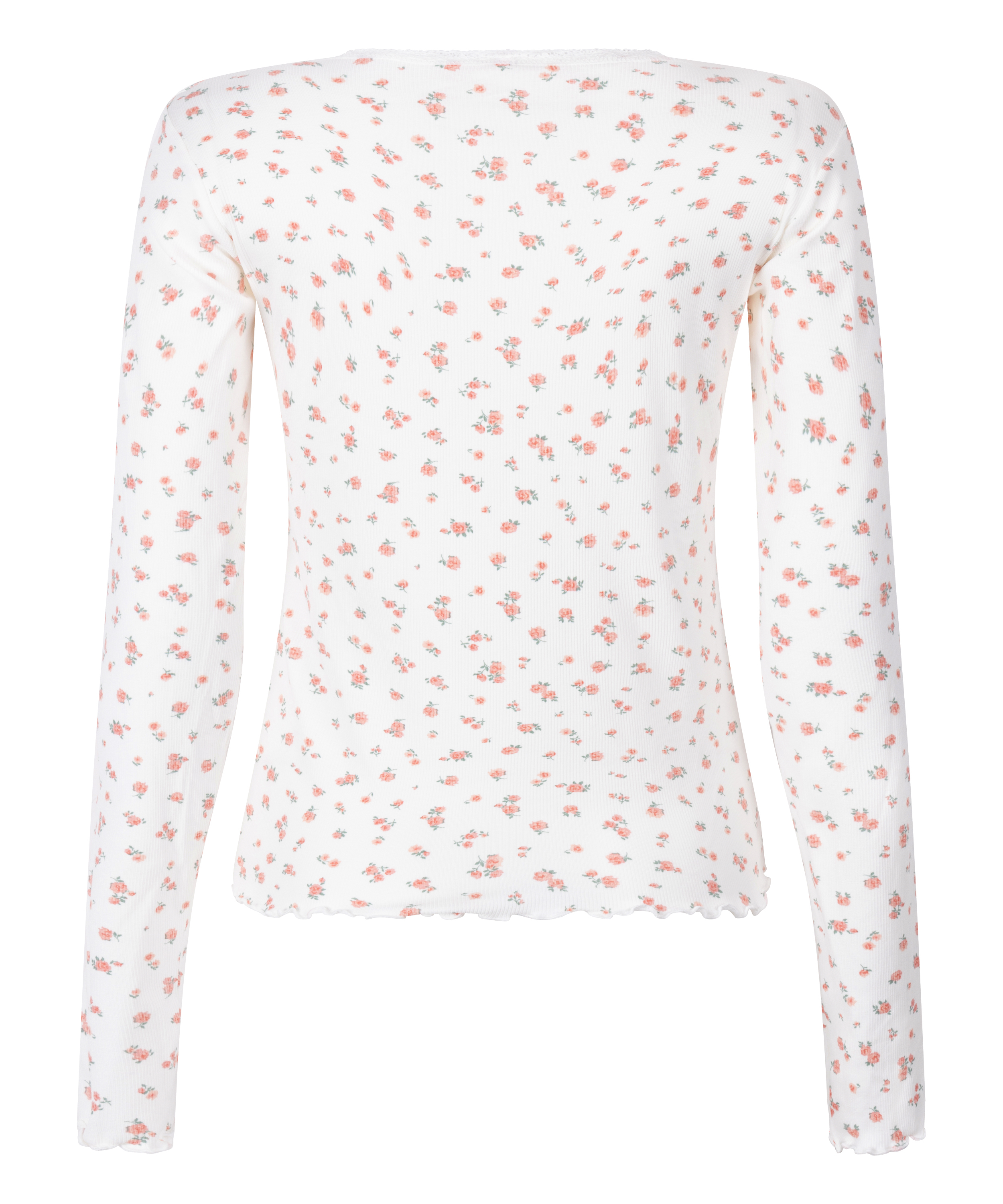 Ribbed Pyjama Top, White, main