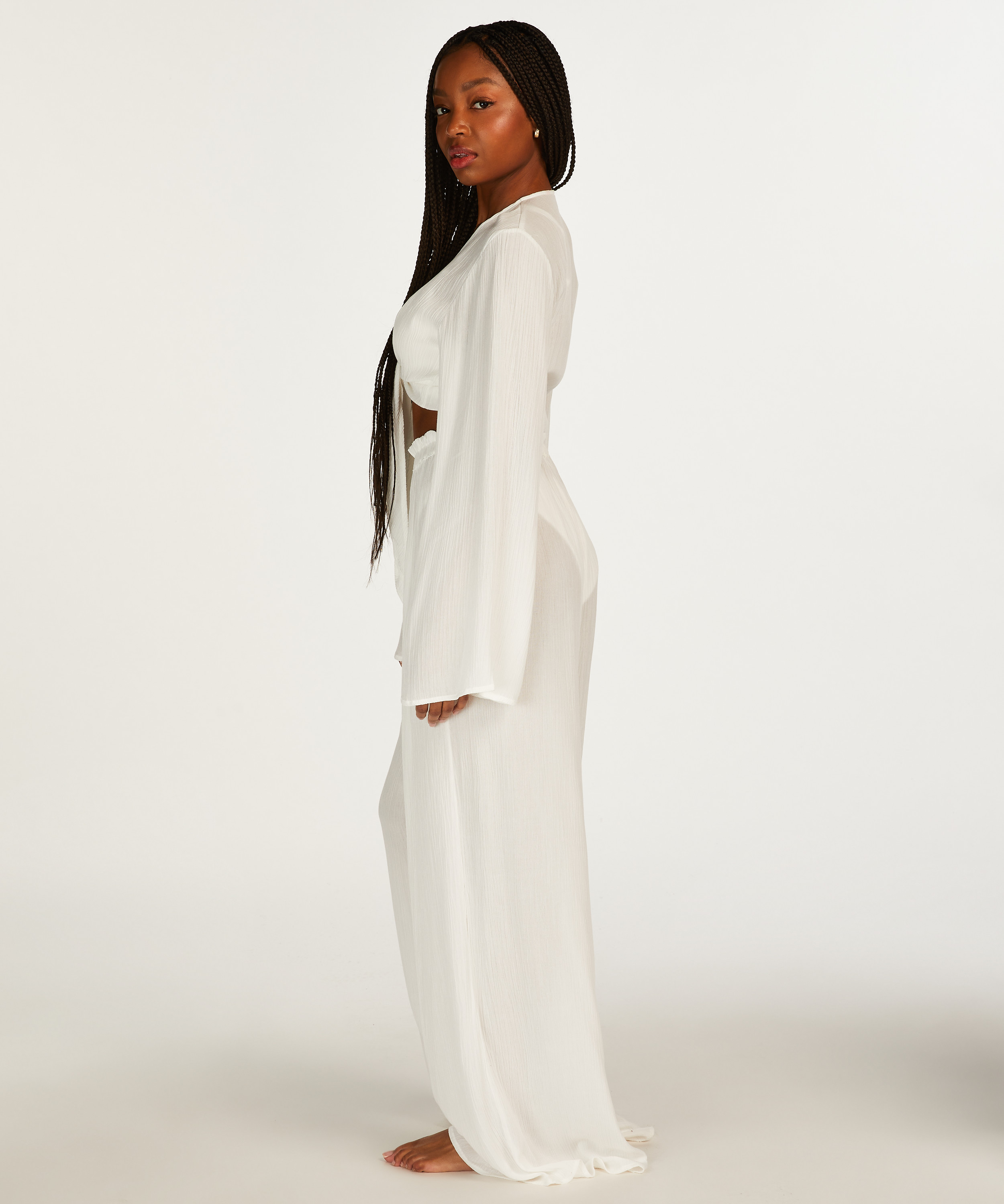 Knot Long Sleeve Top, White, main