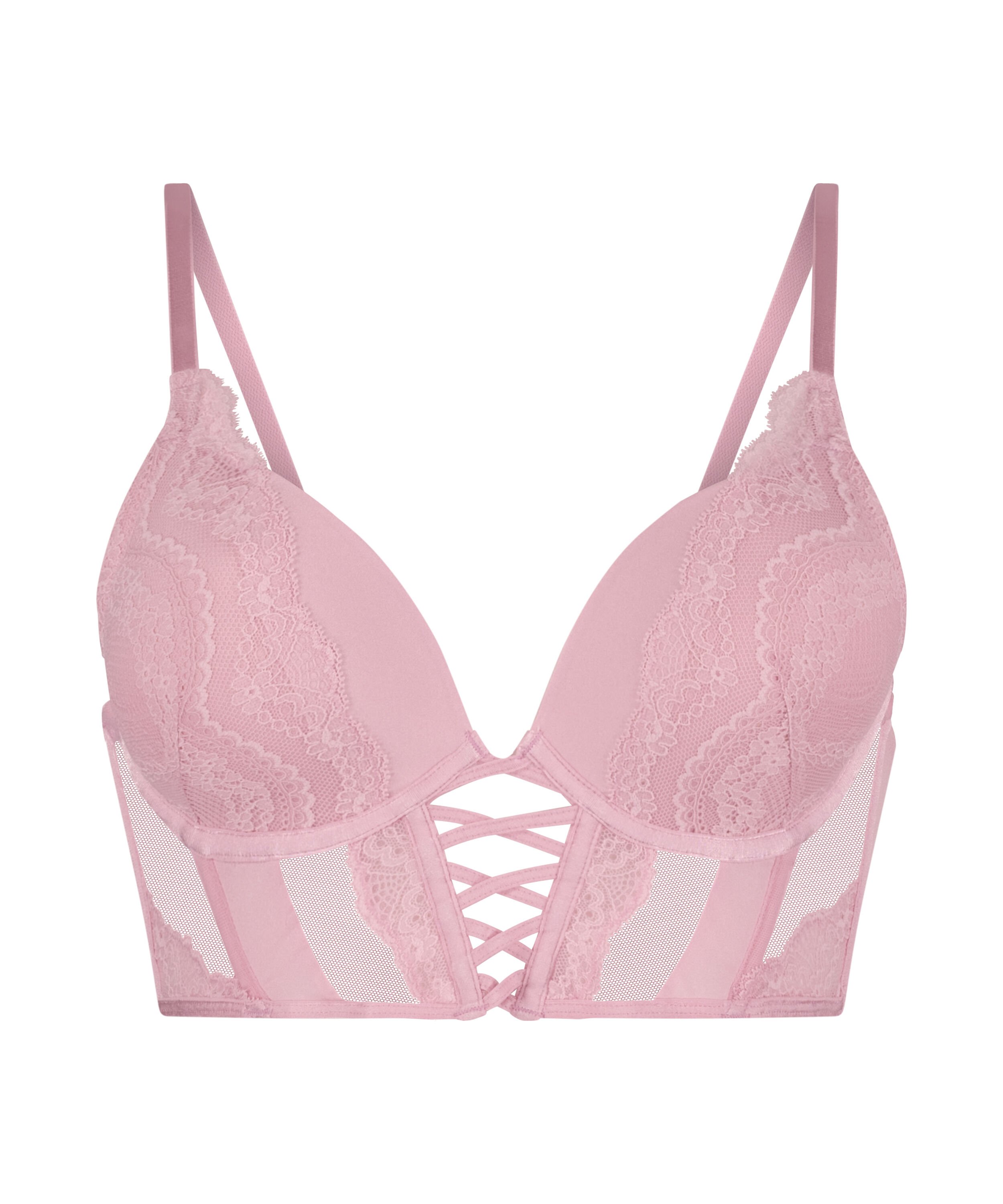Selina Padded Push-Up Longline Underwired Bra, Pink
