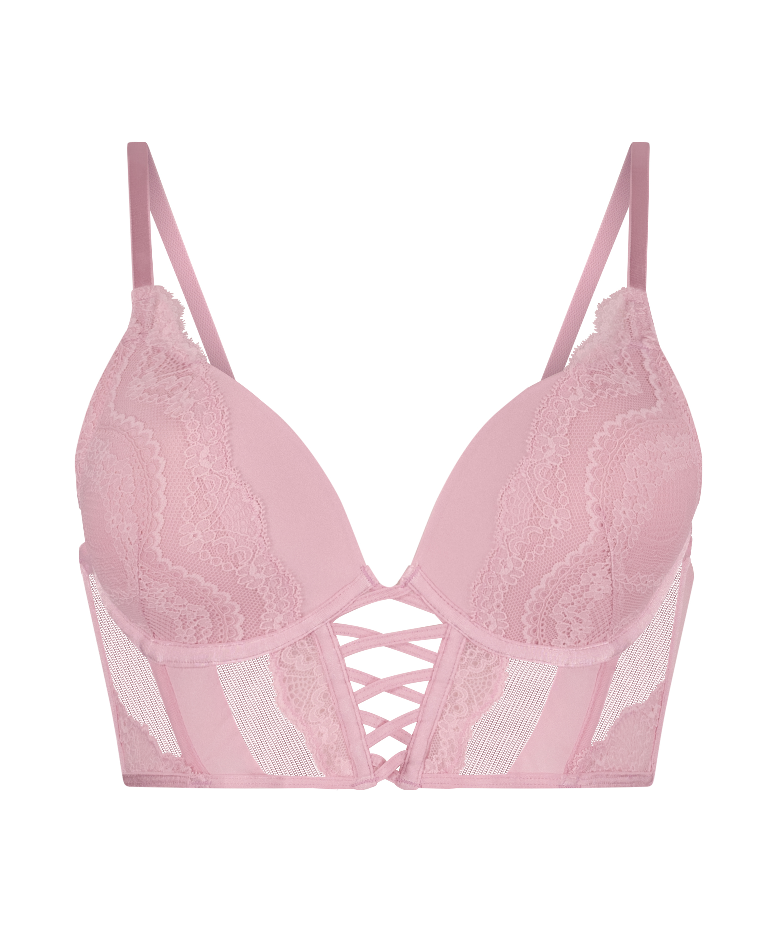 Selina Padded Push-Up Longline Underwired Bra, Pink, main