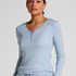 Longsleeved Pyjama Top Henley, Blue