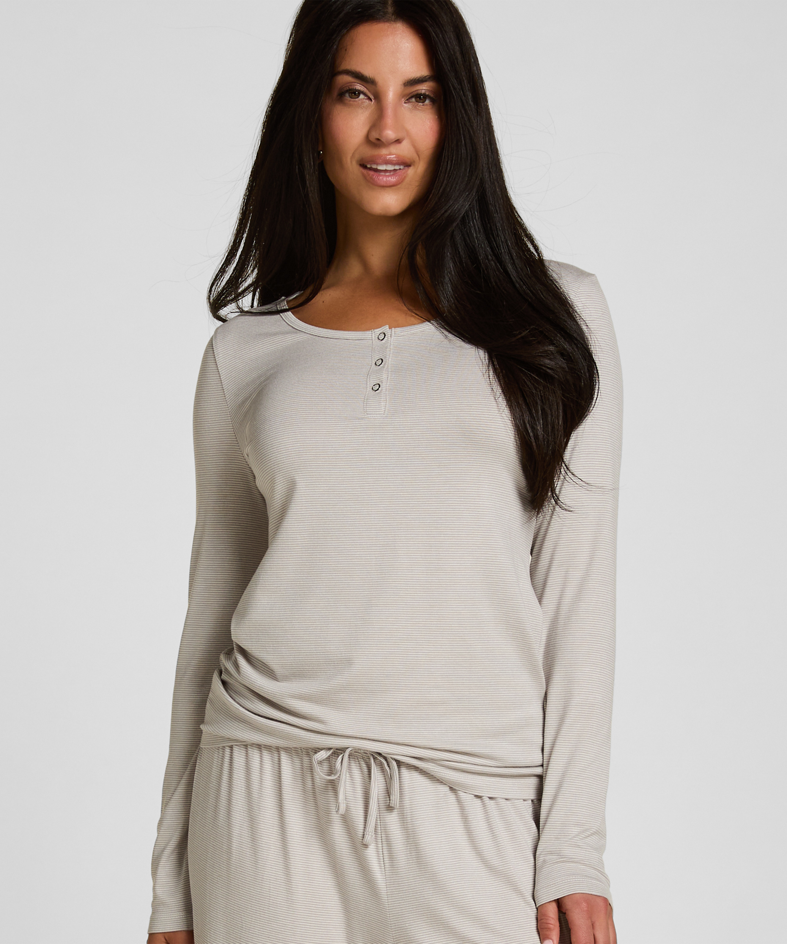 Pyjama Top Thin Stripe, Gray, main