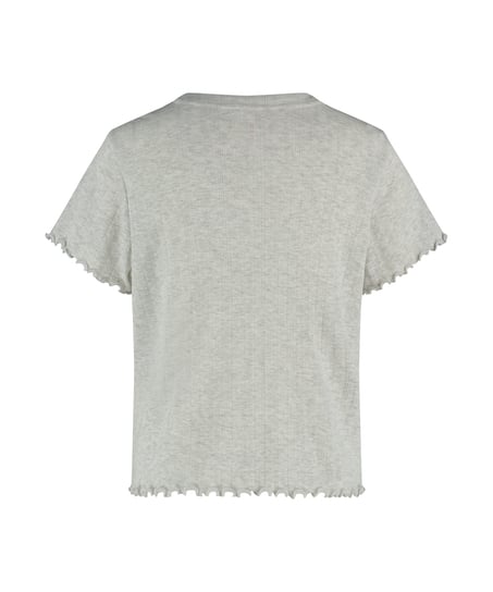 Loose-Fitting Short-Sleeved Pyjama Top, Beige