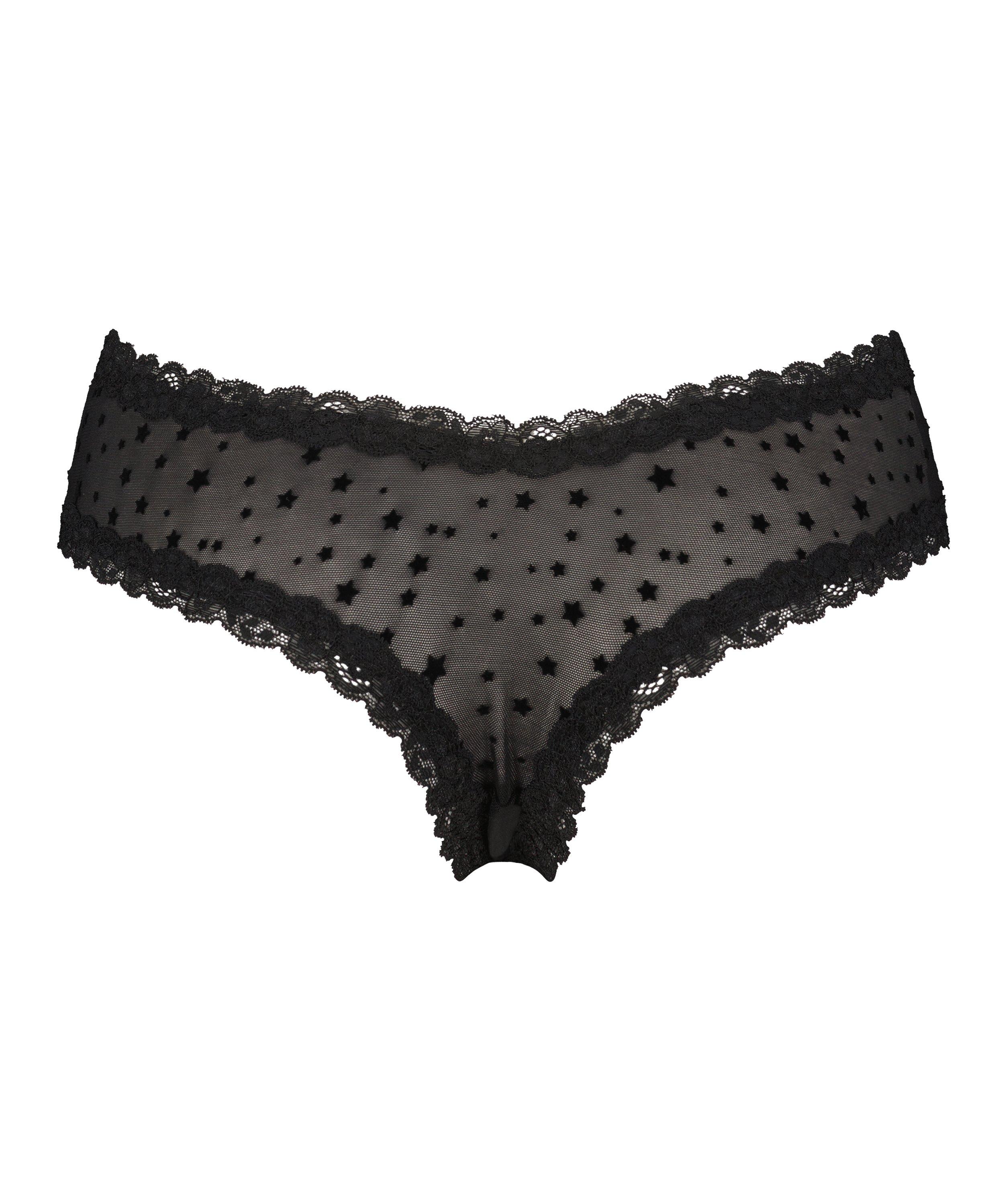 V-shaped Brazilian knickers mesh, Black, main