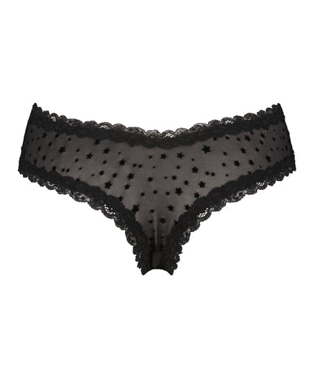 V-shaped Brazilian knickers mesh, Black