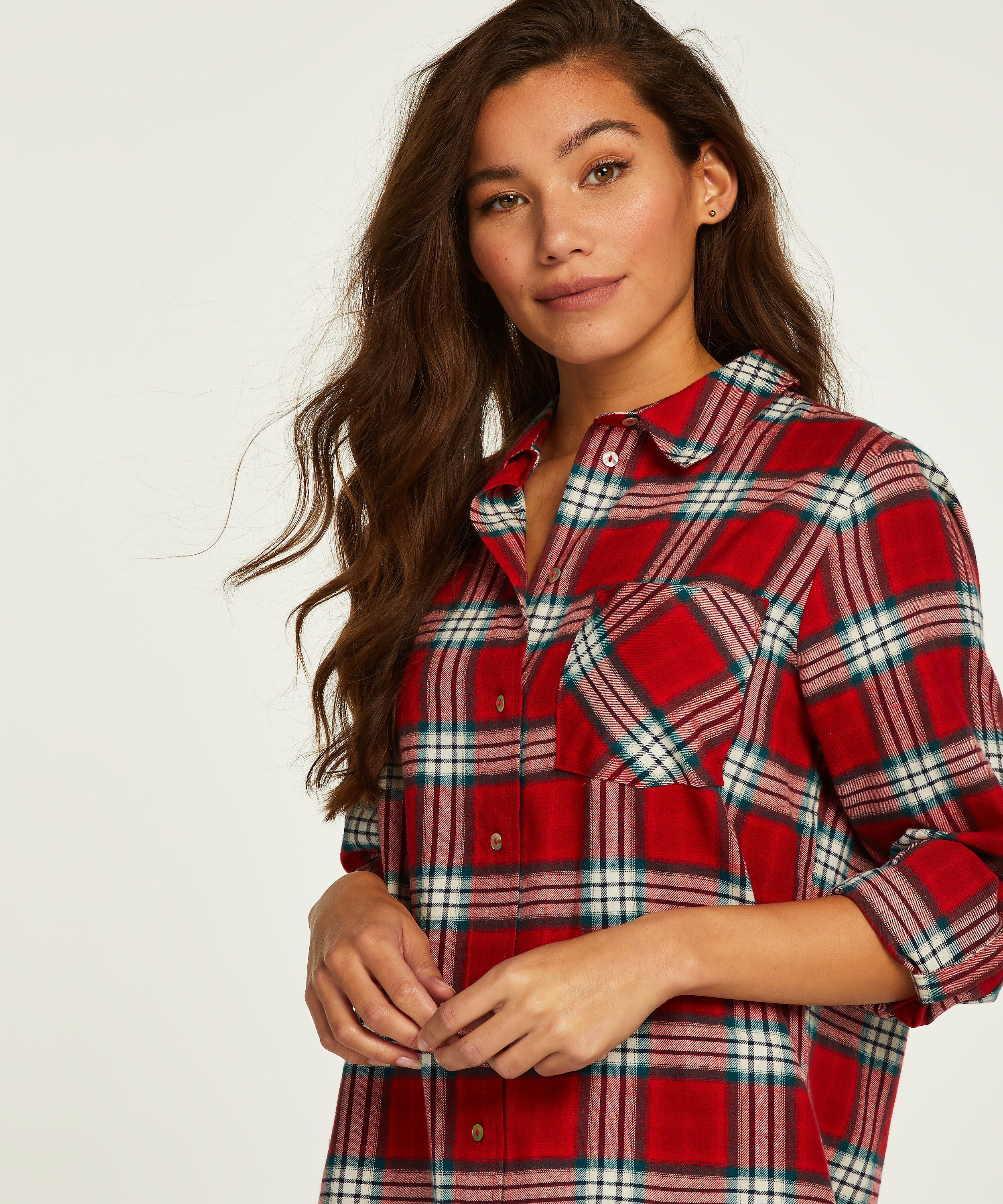Boyfriend Check Nightshirt, Red, main
