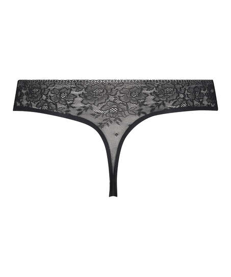 Allover Lace Invisible thong, Black