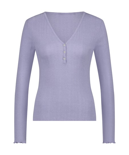 Henley Pyjama Top, Purple