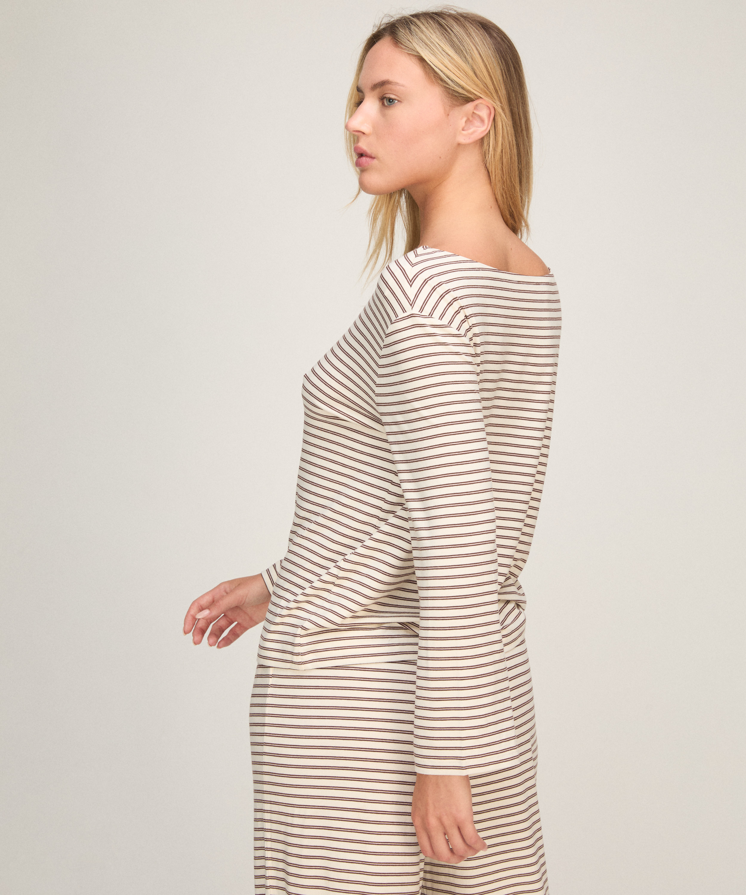 Pyjama Top Loose Jersey, White, main