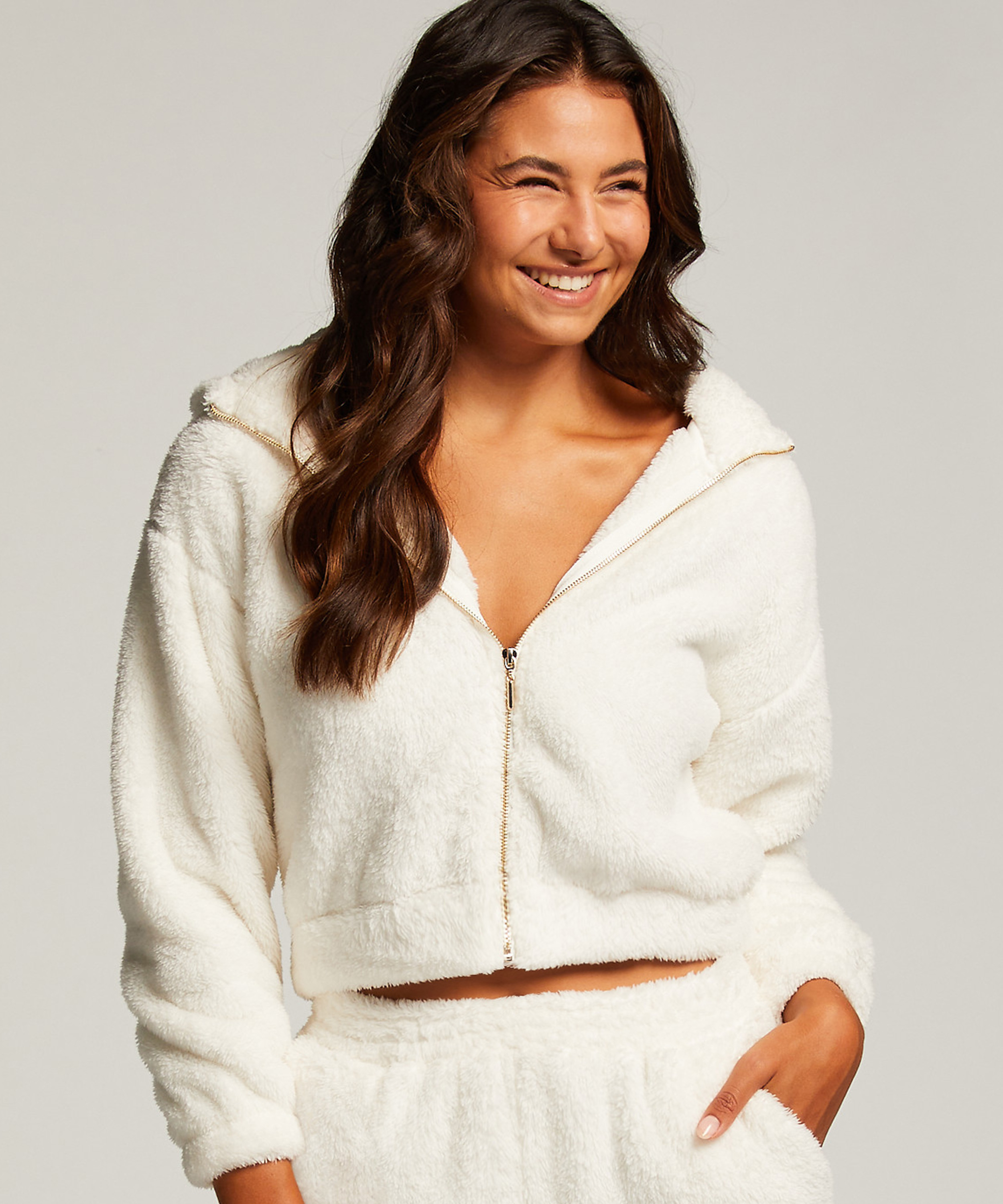 Fleece Jacket, White, main