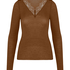 super soft Lace V-Neck shirt with Cashmere, Brown