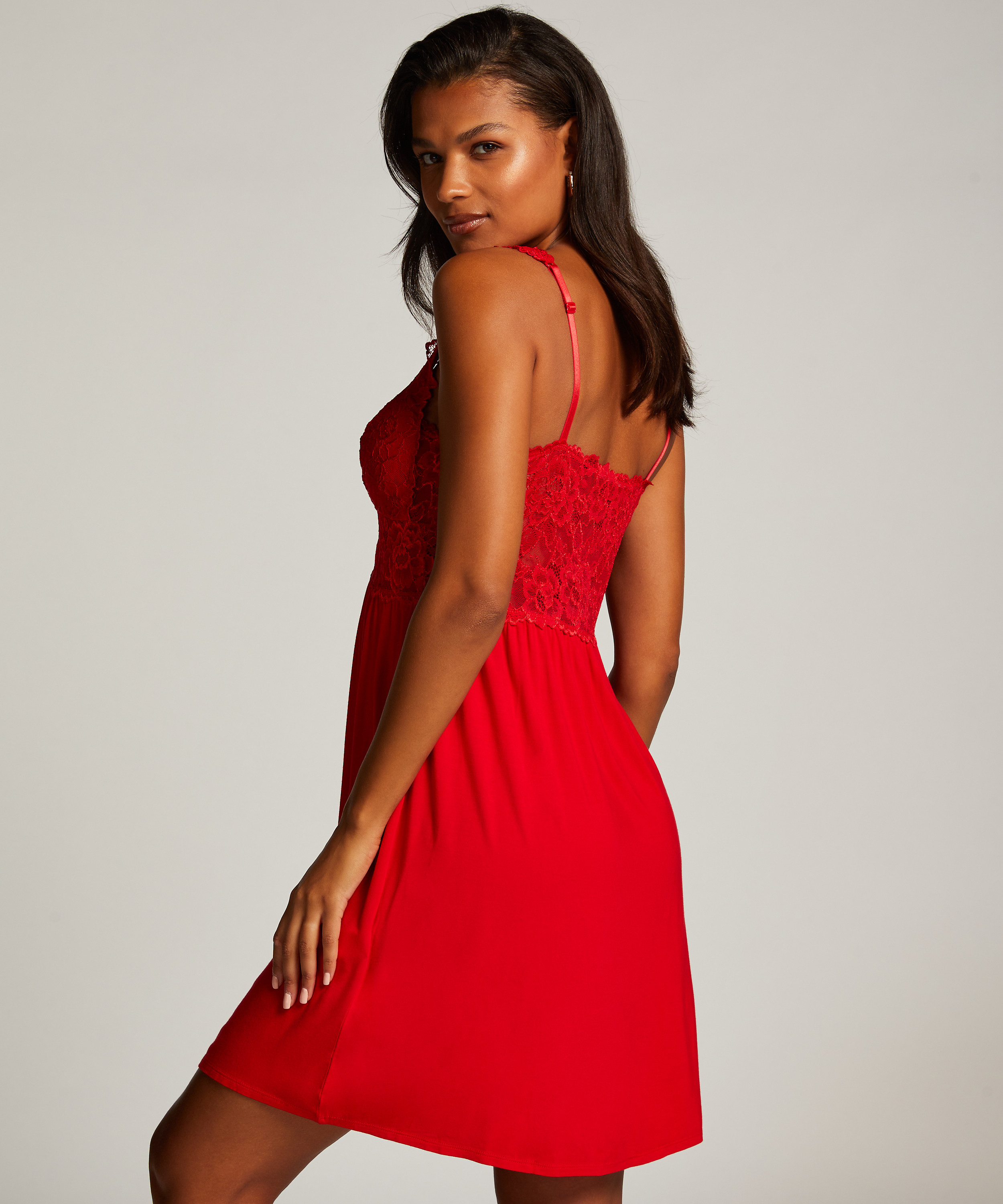 Nora Lace Slip Dress, Red, main