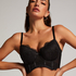 Arabella padded longline underwired bra, Black