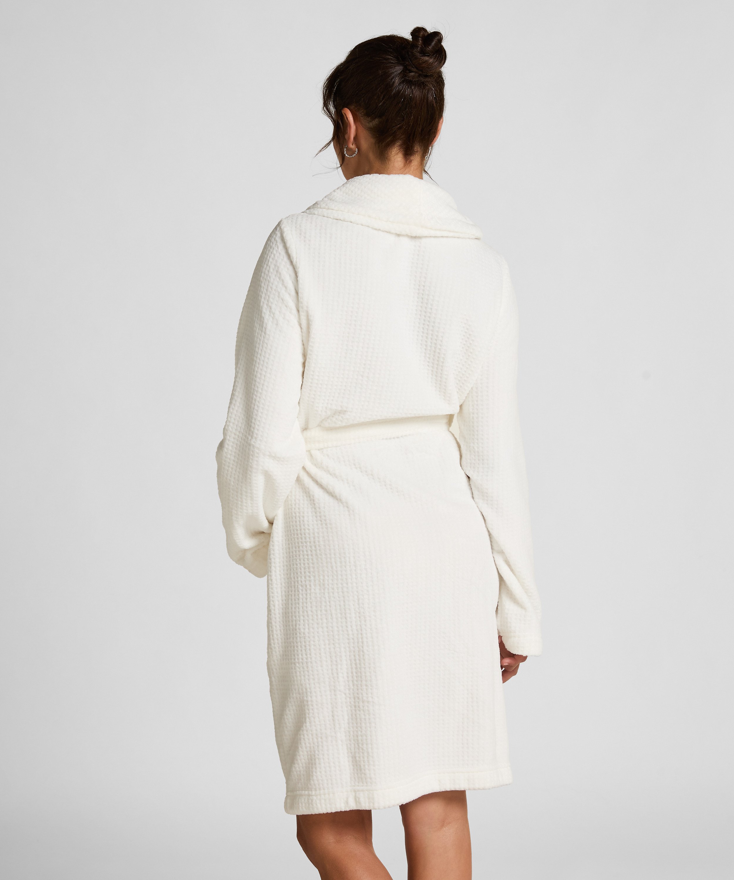 Fleece Bathrobe, White, main