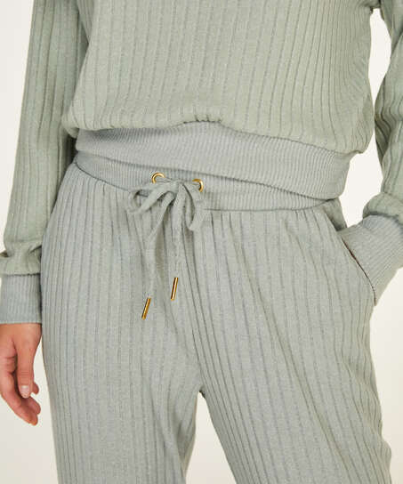 Petite Brushed Rib Pyjama Pants, Green
