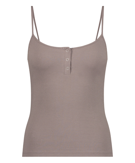 Rib Sleeveless Top, Brown