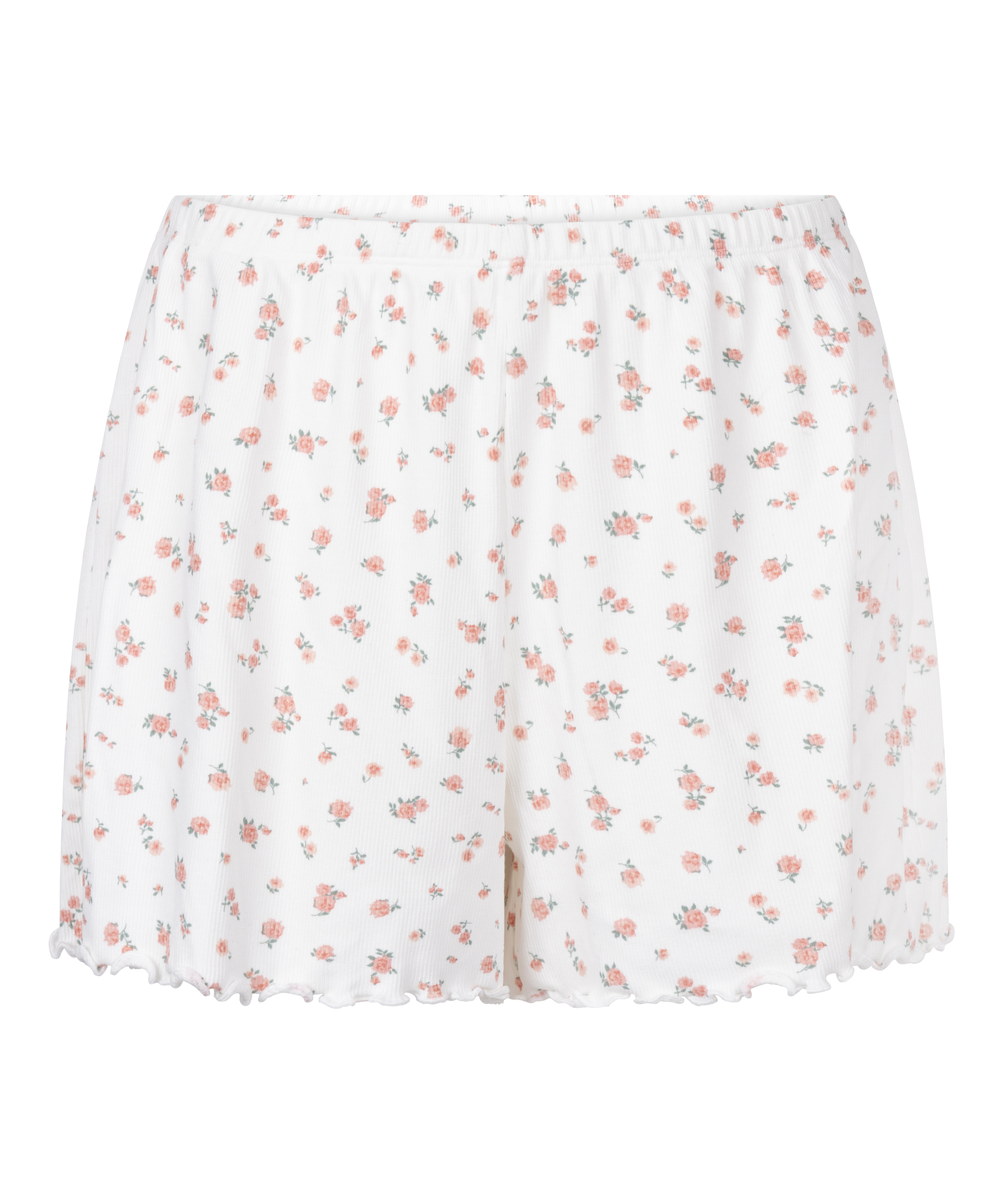 Ribbed Pyjama Shorts, White, main
