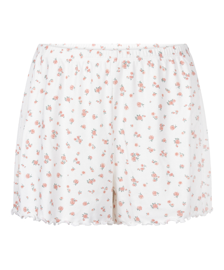 Ribbed Pyjama Shorts, White