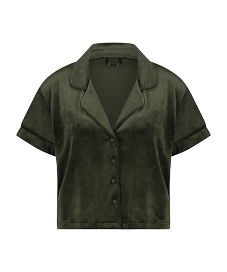 Short Sleeve Velour Jacket, Green