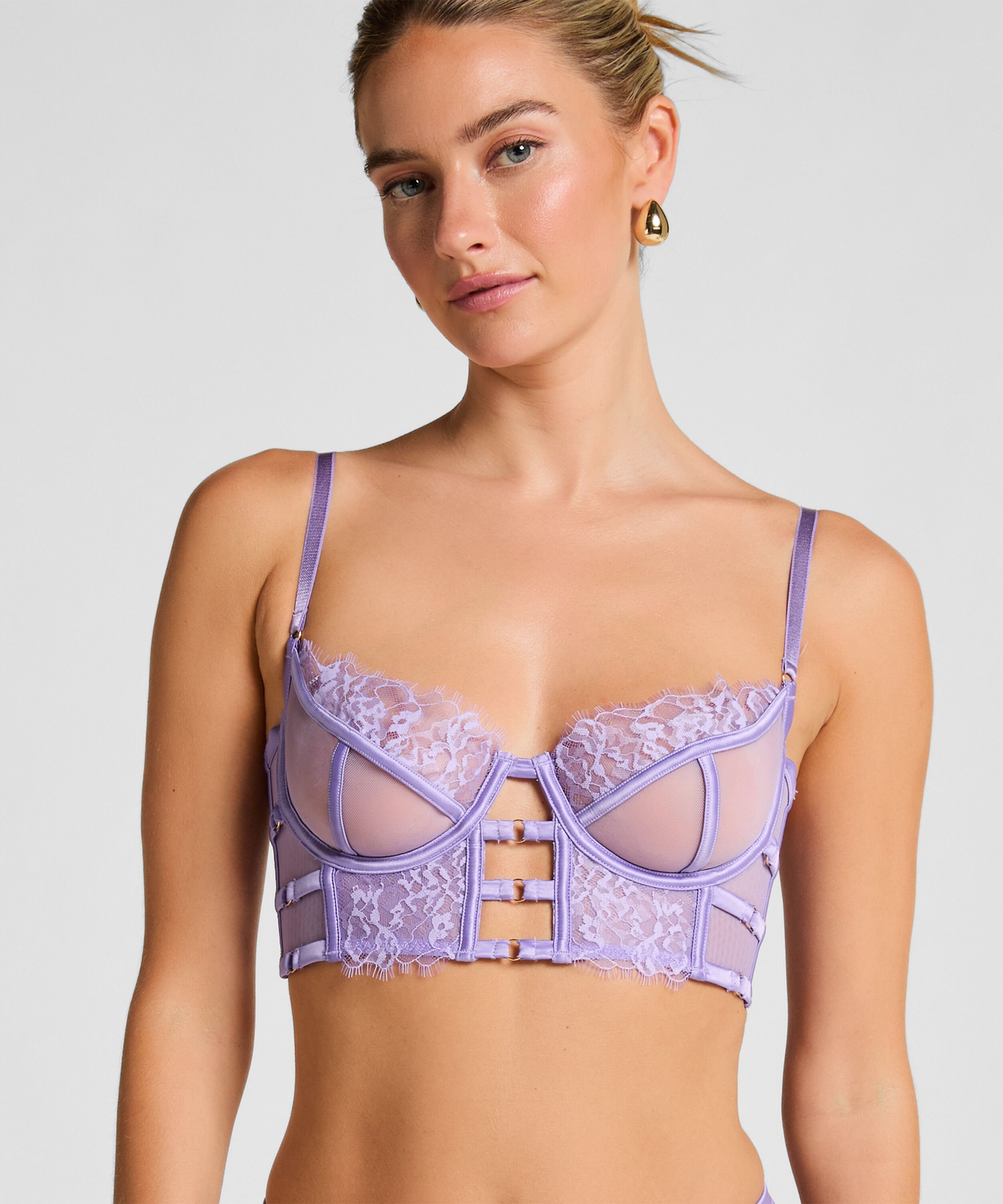 Nienke Non-Padded Underwired Longline Bra, Purple