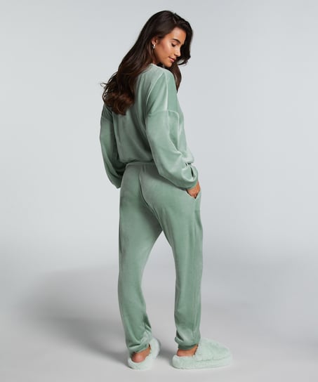 Velours Jogging Pants, Green