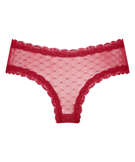 V-shaped Brazilian knickers mesh, Red