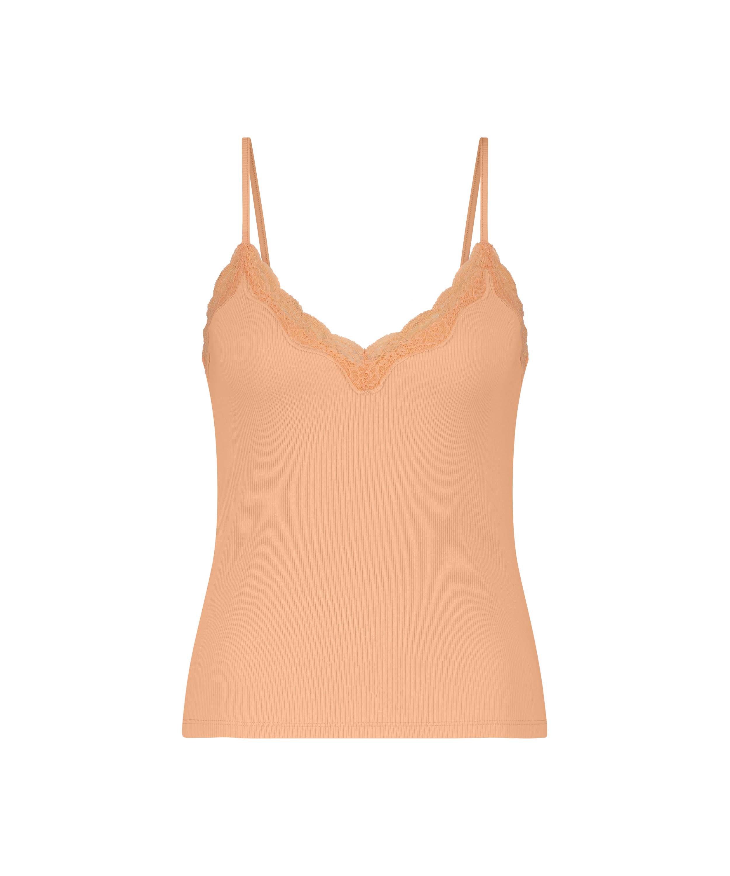 Cami Rib Lace  Top, Pink, main