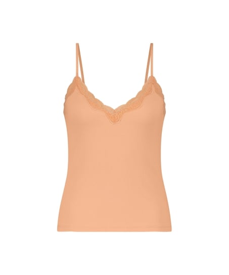 Cami Rib Lace  Top, Pink