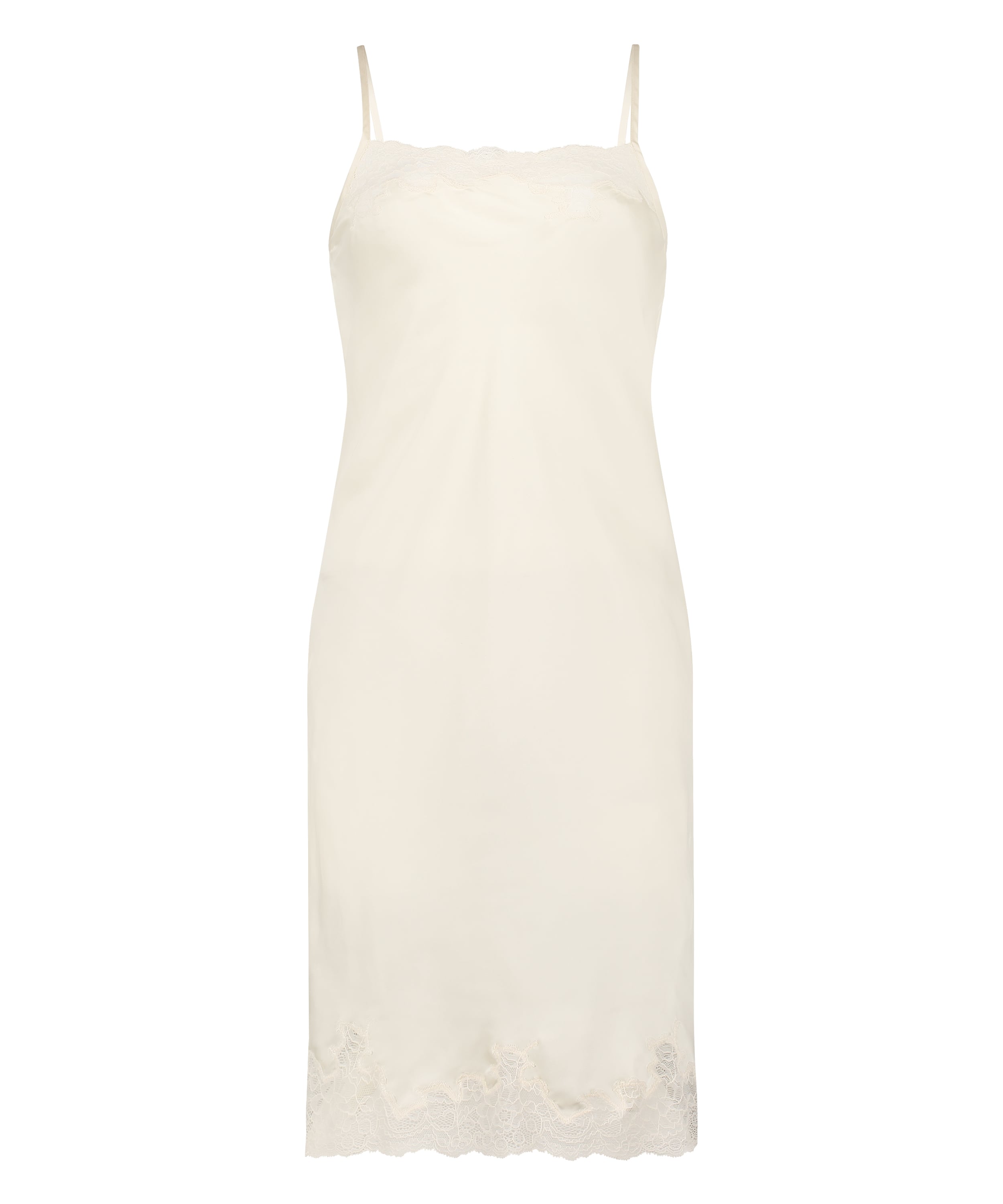 Satin Lace slip dress, Beige, main