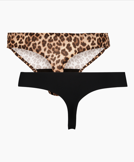 2-Pack Invisible Thong, Black