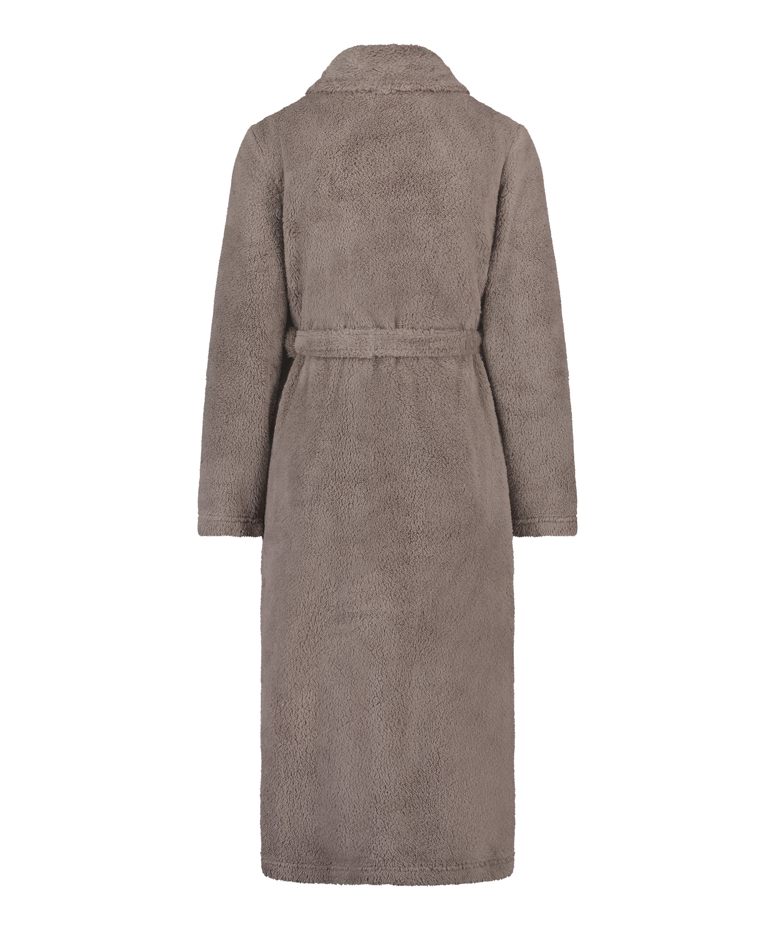 Long Fleece Bathrobe, Beige, main