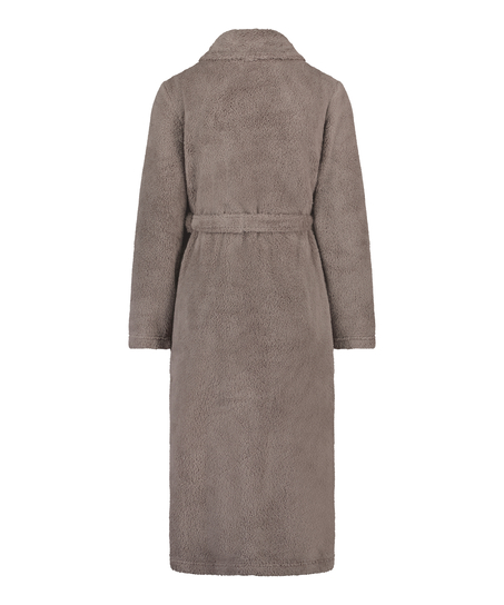 Long Fleece Bathrobe, Beige