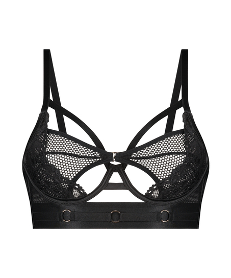Pleasure Non-Padded Longline Underwired Bra, Black