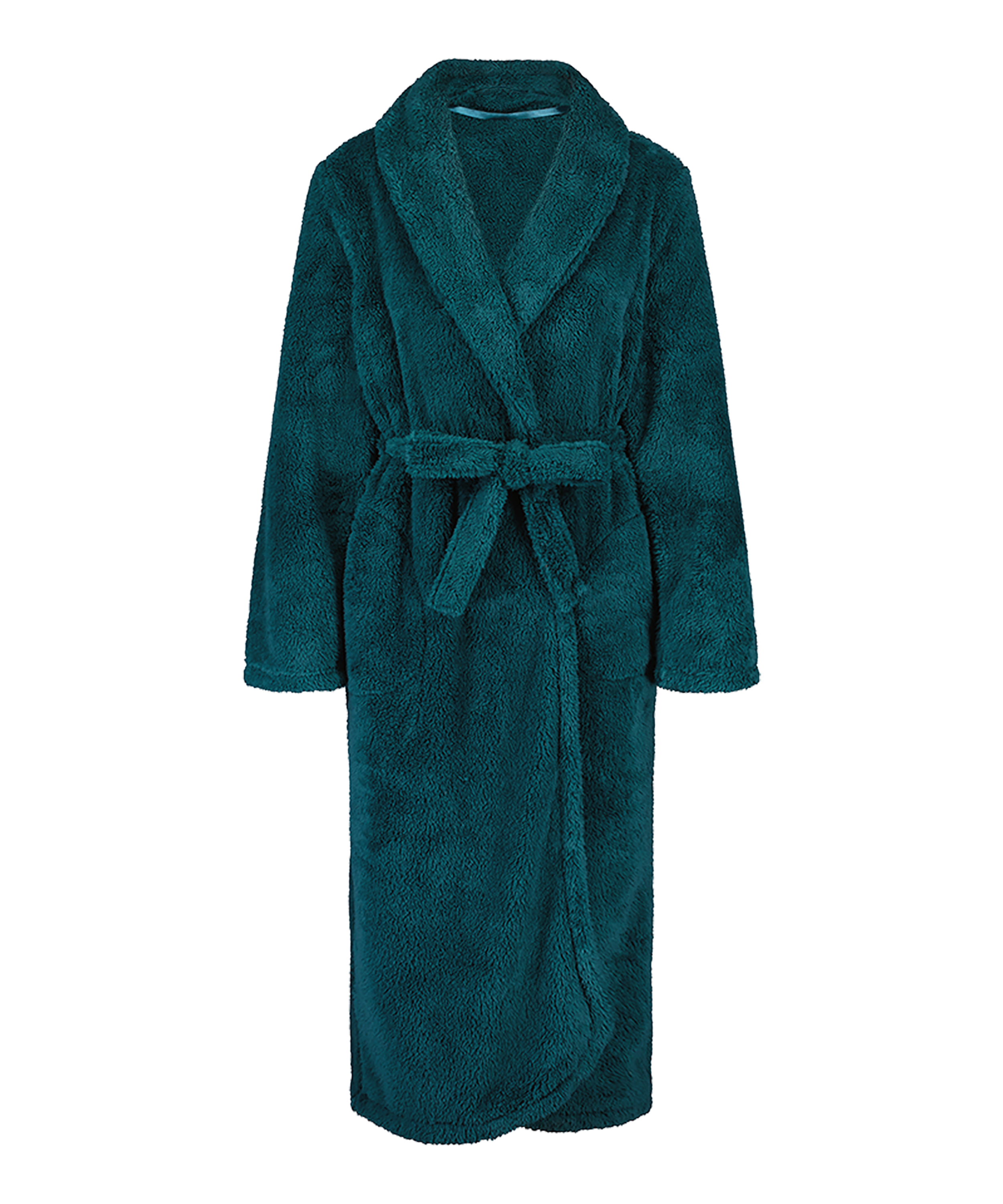 Long Fleece Bathrobe, Blue, main