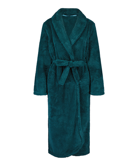 Long Fleece Bathrobe, Blue