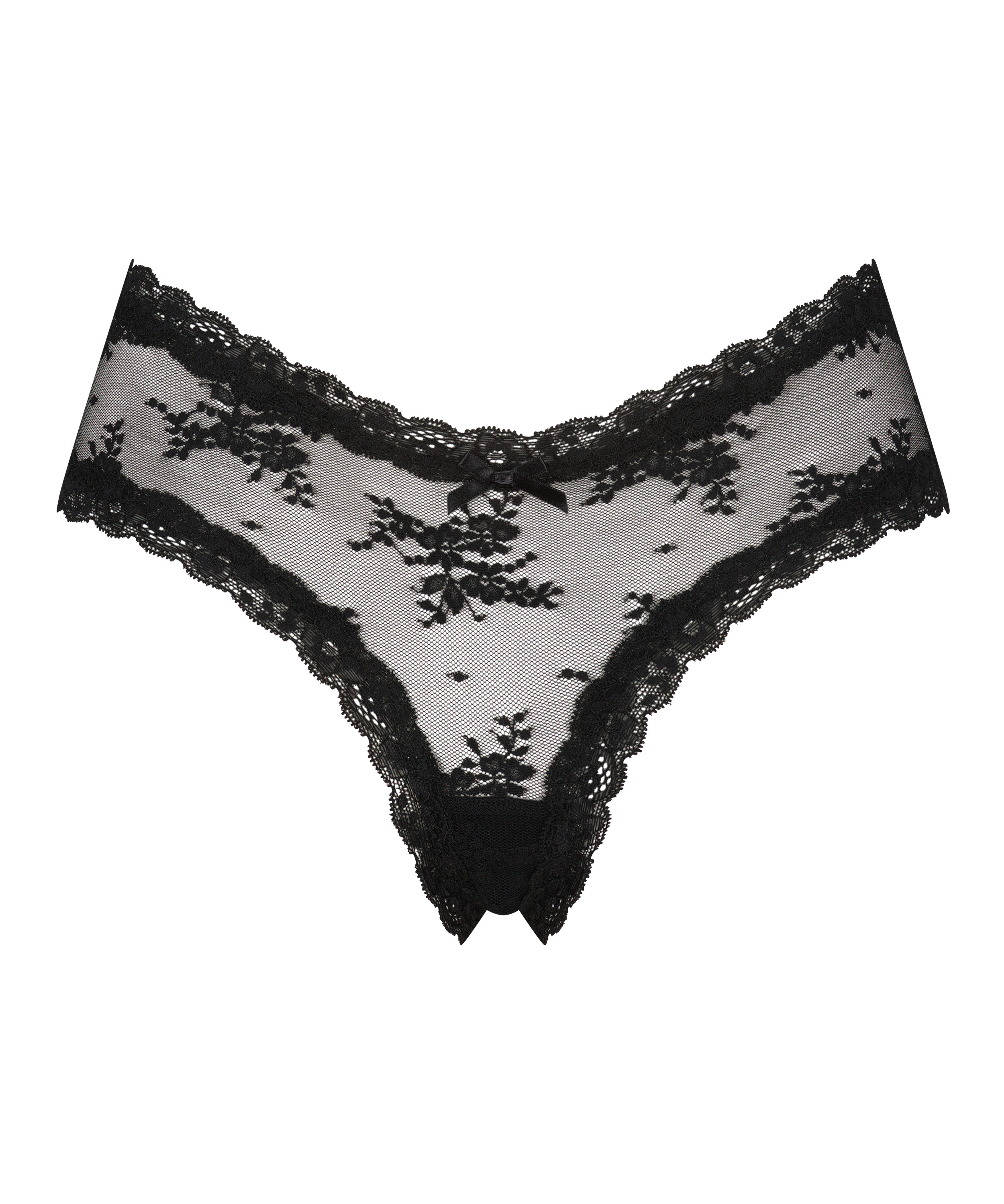 V-shaped Brazilian knickers mesh, Black, main